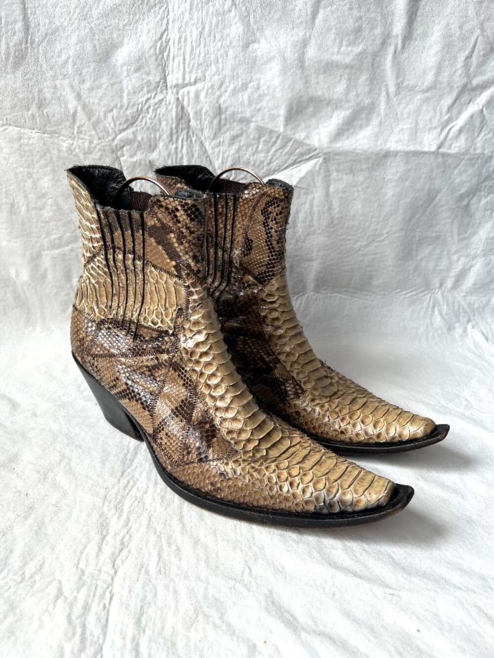 Gray Mer Snakeskin western boots EU 40 womens 10 boa leather pointed toe booties